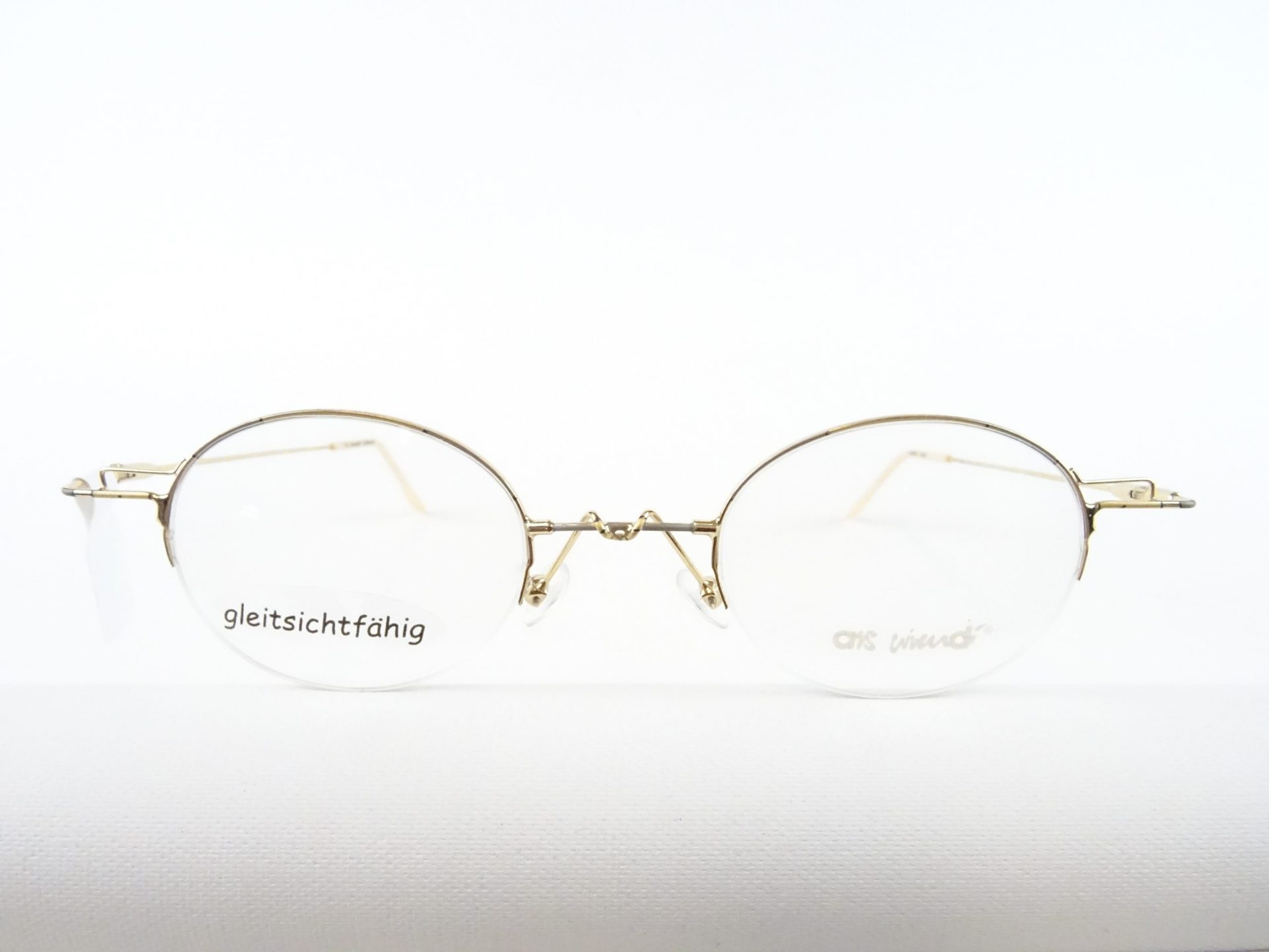 Filigrane Damenfassung zarte Brille kleine ovale-runde Form ohne unteren Rahmen gleitsichtgeeignet Bicolor Gr. M