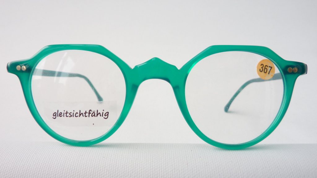 Panto Brille Brillengestell kräftiges grün rundliche Glasform Gr. S ...