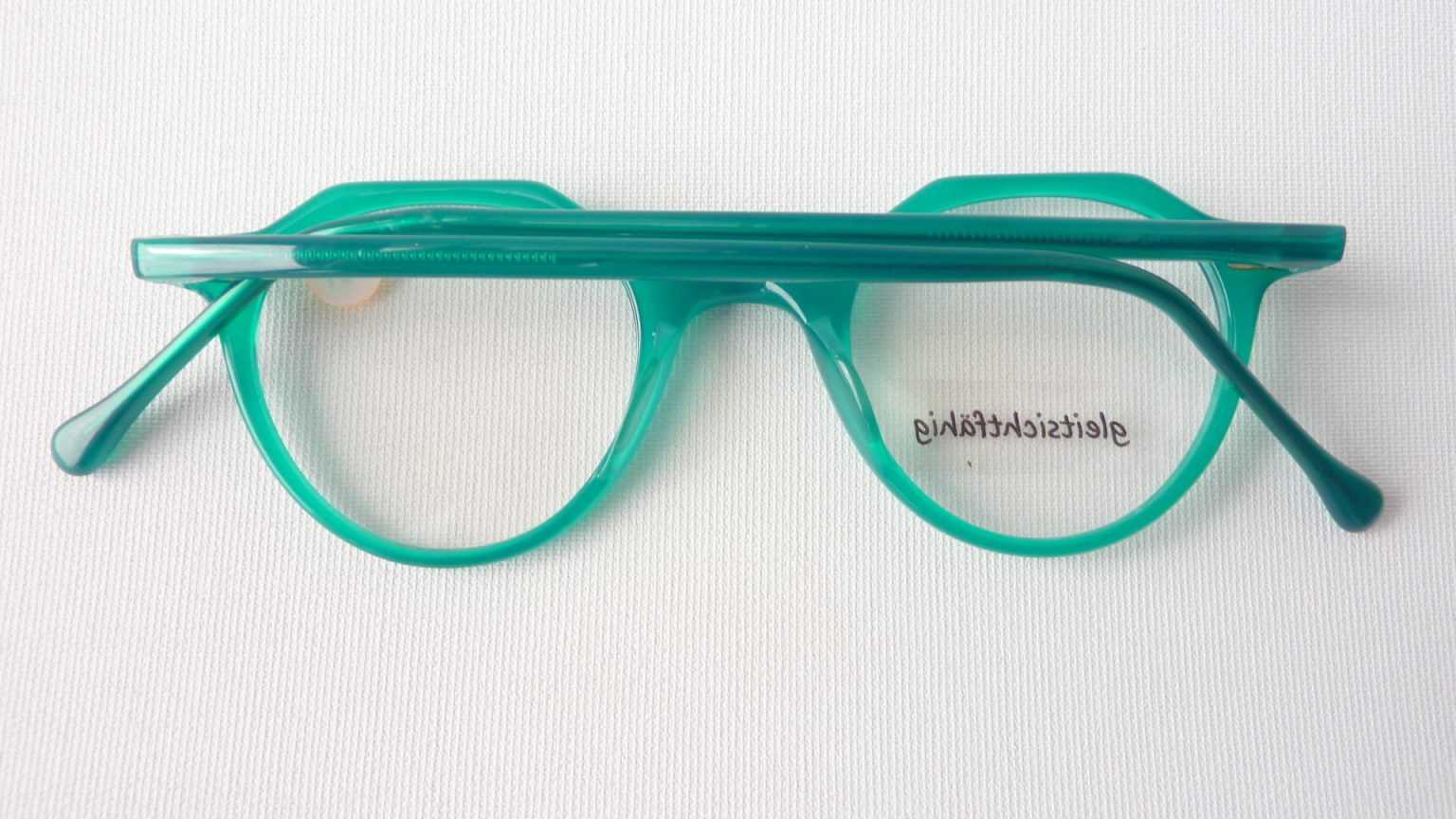 Panto Brille Brillengestell kräftiges grün rundliche Glasform Gr. S ...