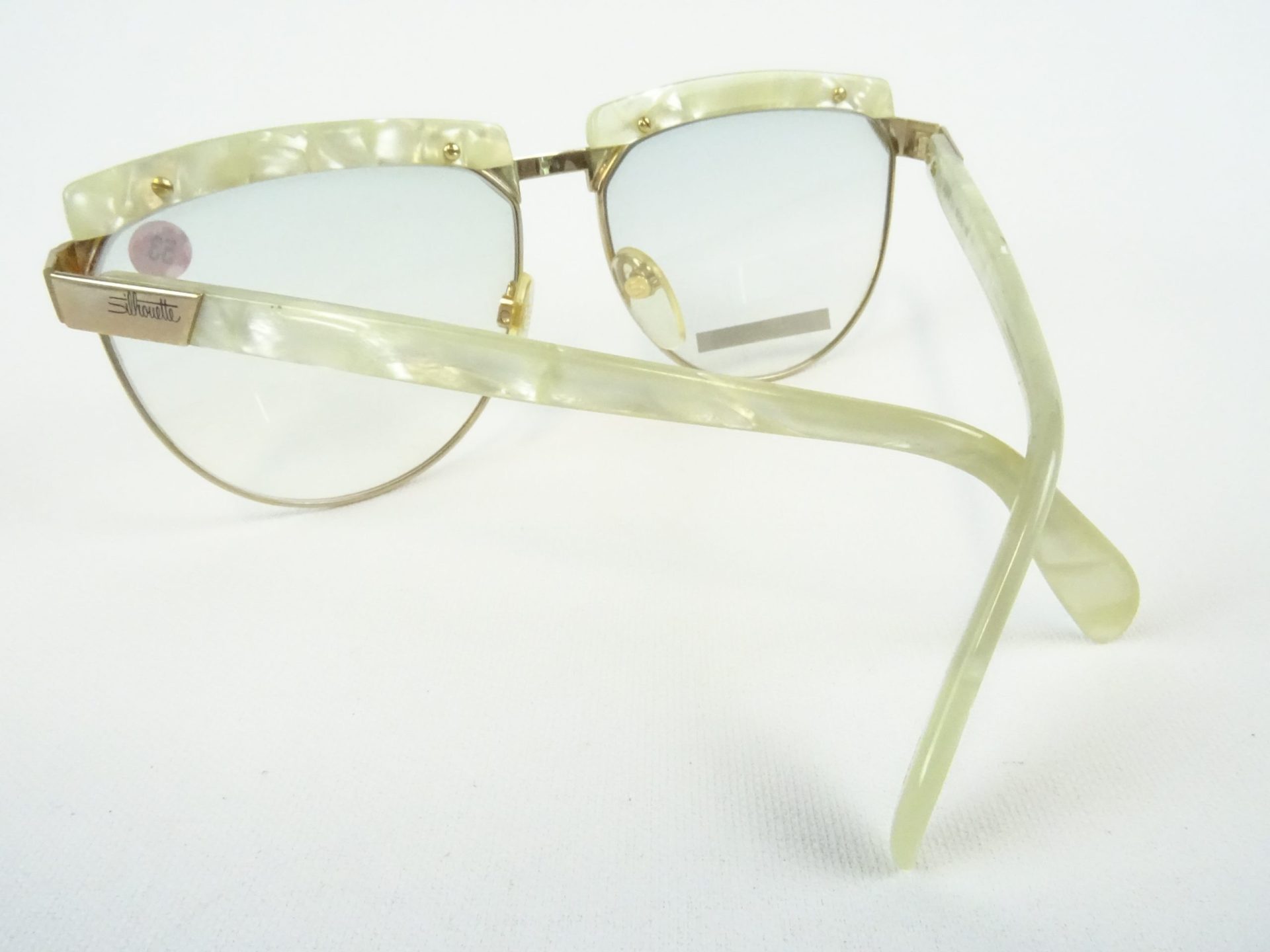 SILHOUETTE 6076 extravagante Luxusbrille Damen Brillenfassung riesige Glasform Materialmix gold perlmuttfarben Rarität Gr. L – Bild 4