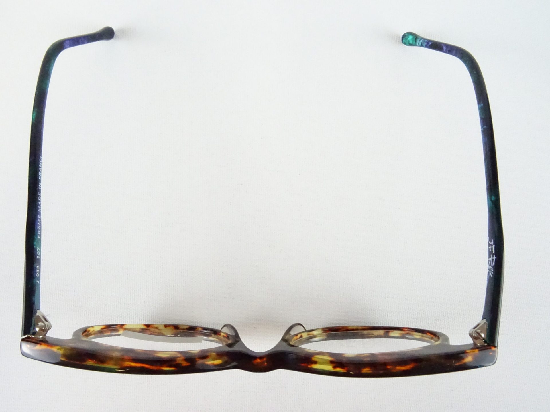 JF REY Brillenfassung Damenbrille schrill extrem ausgefallen Kunststoffgestell Cateye türkis lila gemustert Gr. M – Bild 5