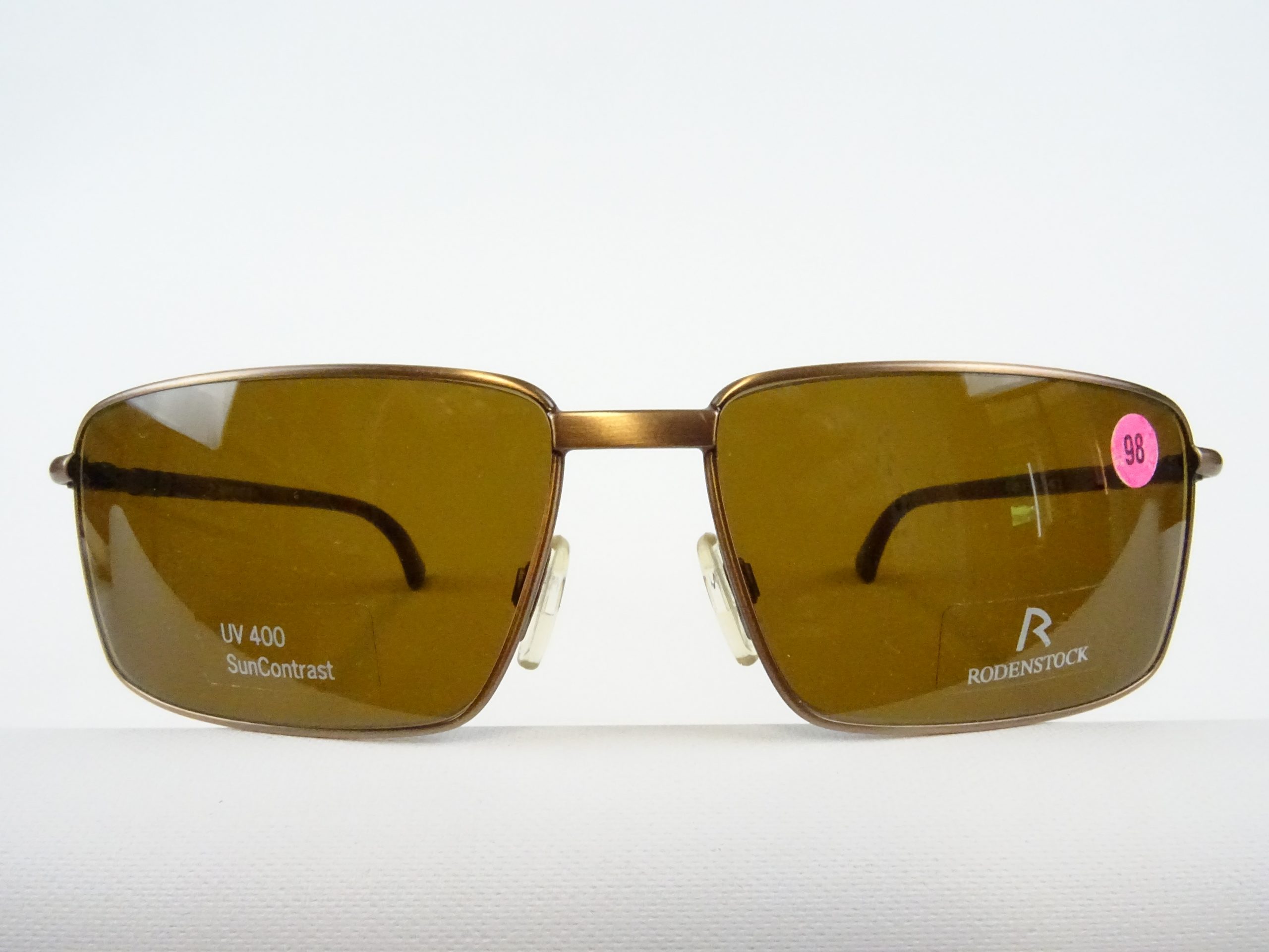 RODENSTOCK Herren Sonnenbrille SUN Contrast Gläser braun sportlich curved  UV 400 Metallfassung eckige Form Gr. M – Vintage Brillen Welt