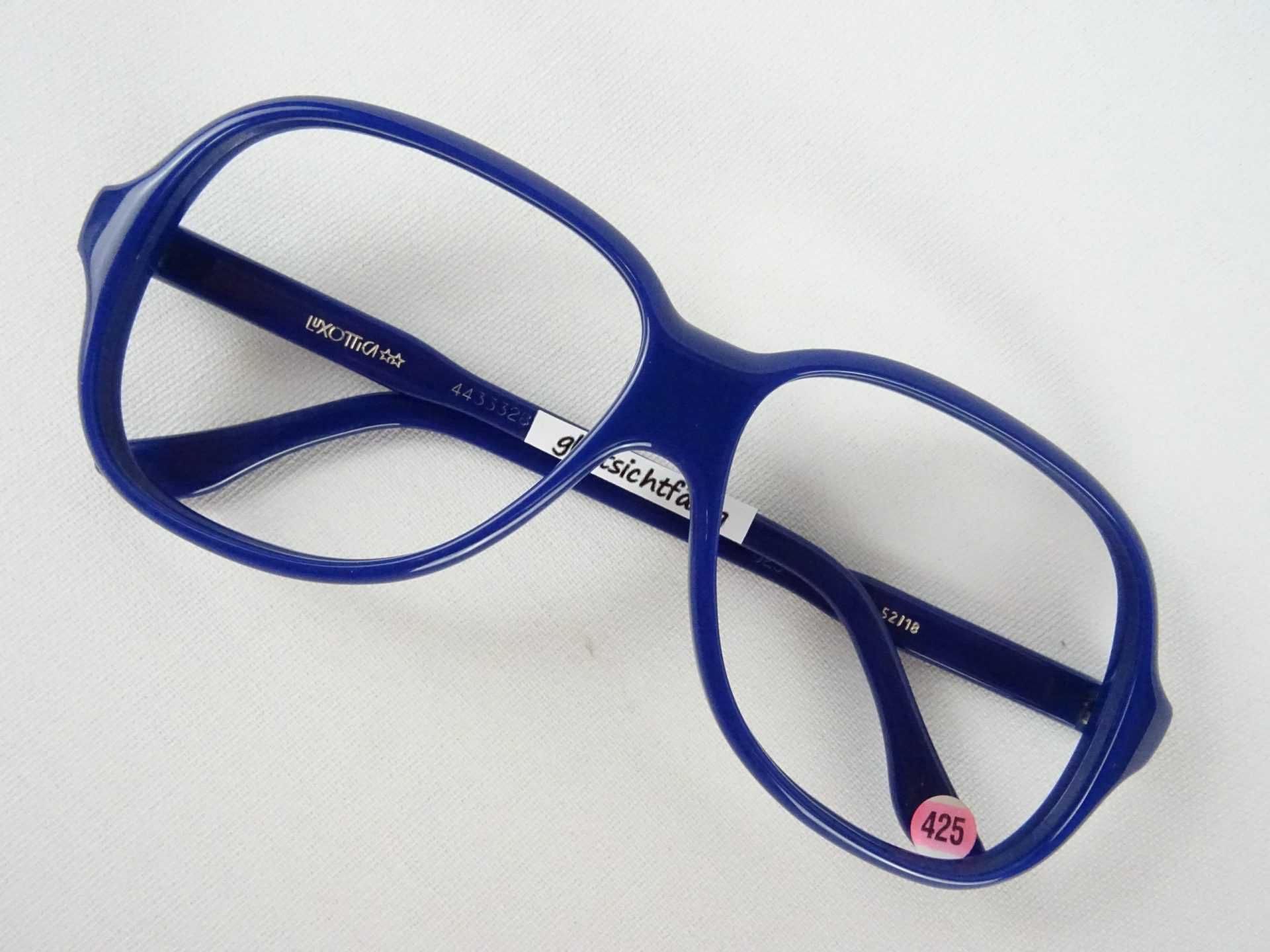 Brillenfassung Brille Herren ausgefallen blau große Tropfenform Markenfassung LUXOTTICA selten Vintagebrille Gr. M – Bild 2