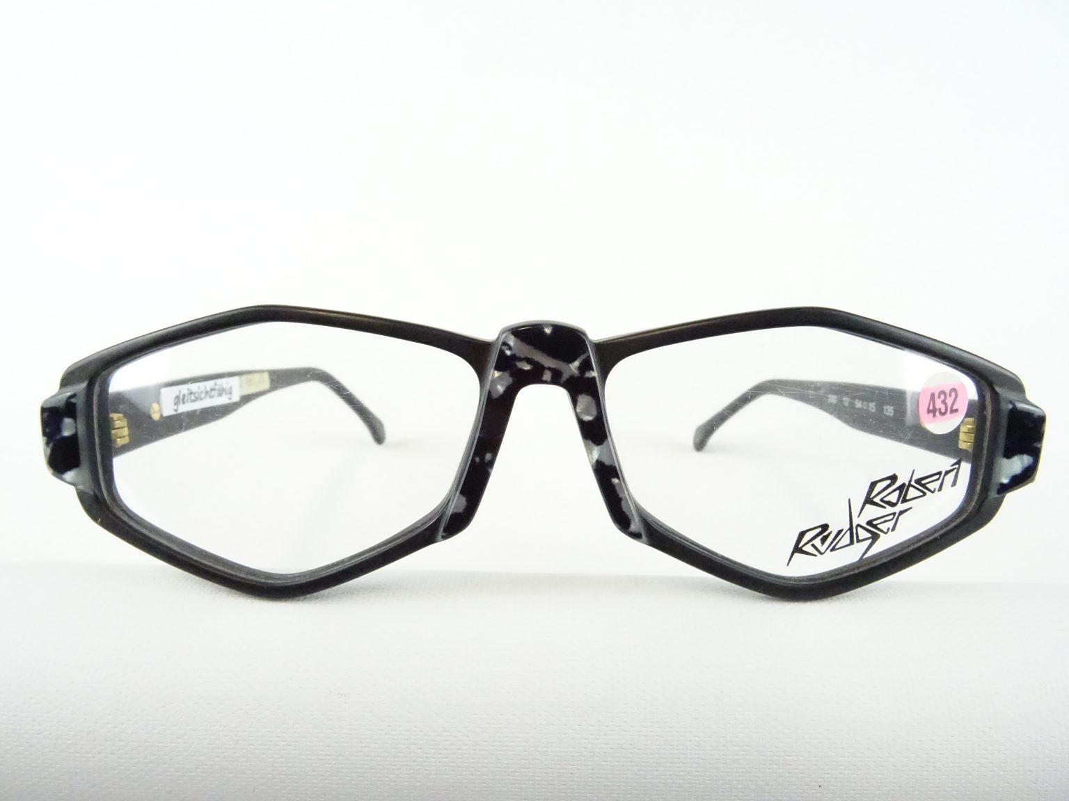 ROBERT RÜDGER Brille Herren Brillenfassung extrem ausgefallen massiver Kunststoffrand silbergrau ...