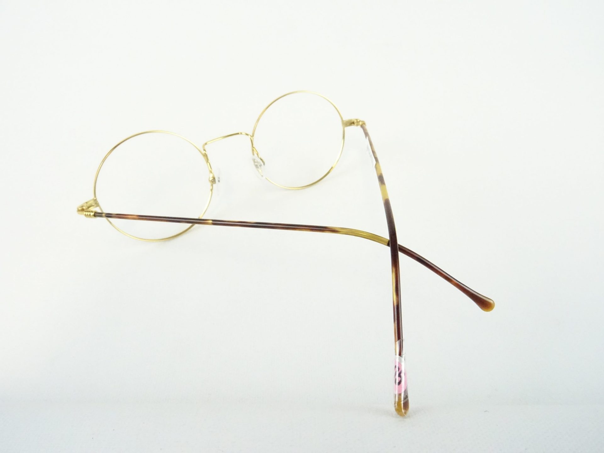 KOBERG & TENTE Unisex Brille rund Professorbrille sehr selten, Brillenfassungen kreisrunde Gläser filigran gold braun Gr. S – Bild 4
