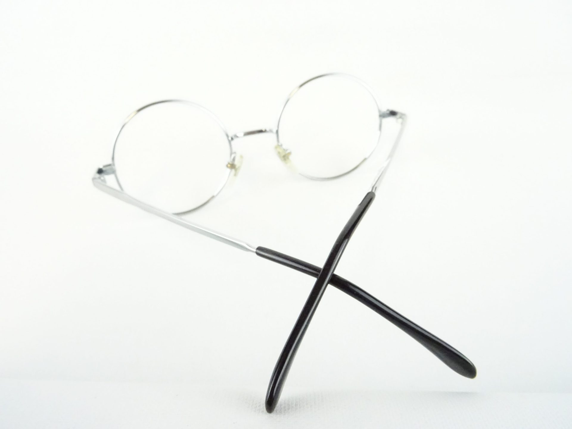 "Nickelbrille" Unisex Brille rund Professorbrille Metallfassung silberfarben, Brillenfassungen kreisrunde Gläser Gr. S – Bild 4
