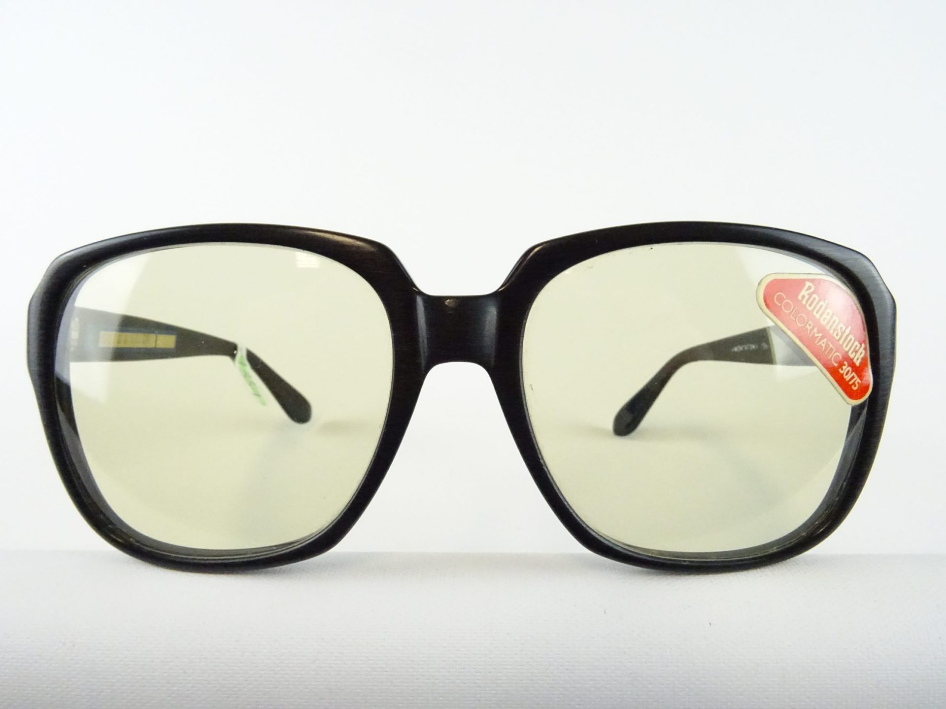 RODENSTOCK Montafon Sonnenbrillen XXL Form Herrenfassung 70er 70s Mineralglas colormatic Kunststoffgestell schwarz Rarität Gr. L
