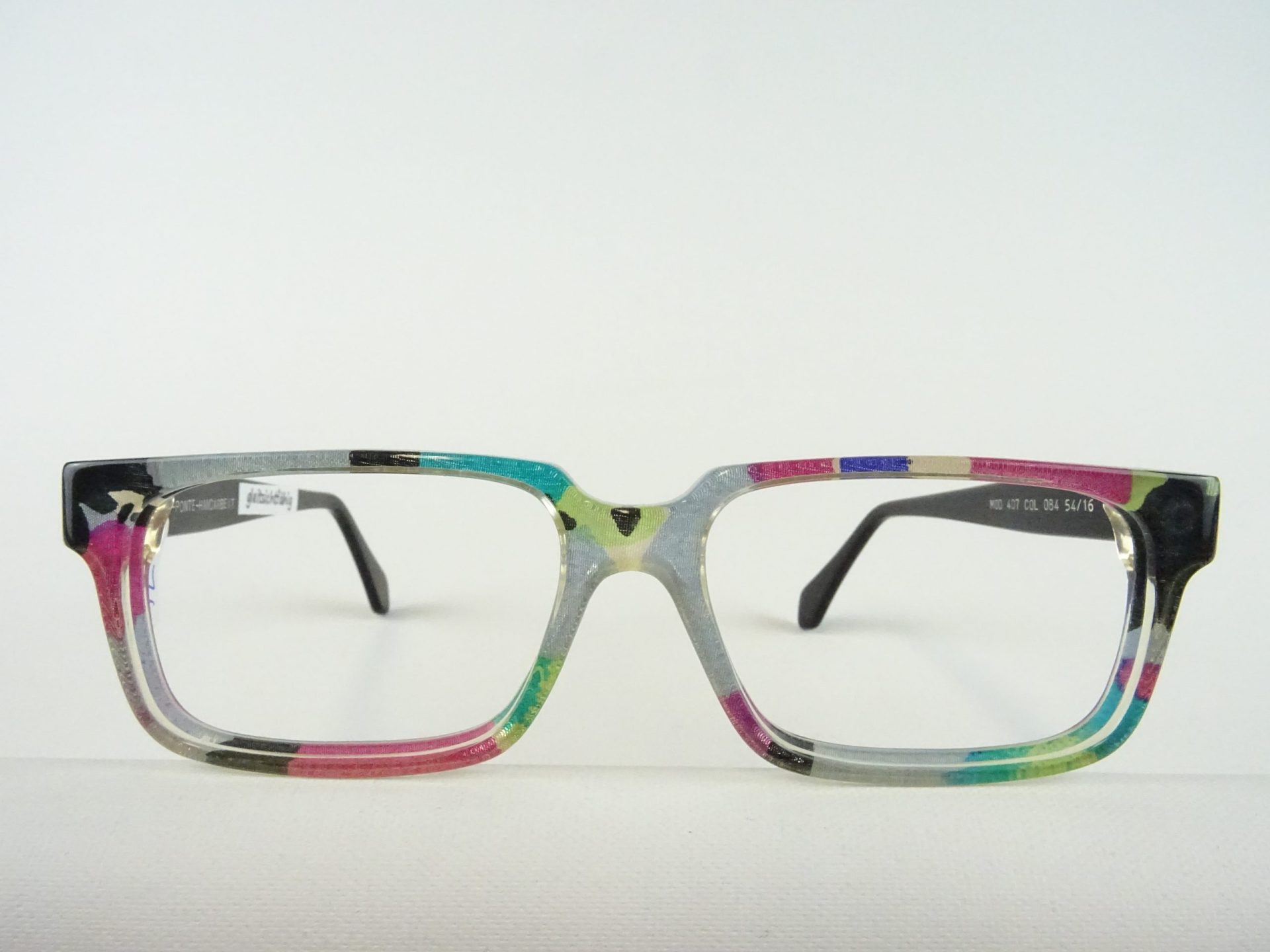 Il Ponte bunte Brille Brillenfassungen Damen/Herren Kunststoff mit Seide unterlegt gerade Form Brillengestell Handarbeit handmade Gr. M