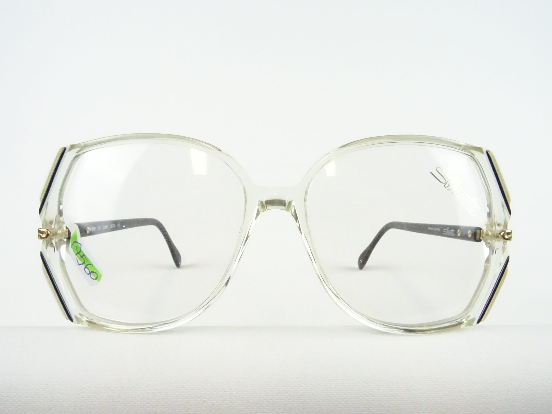 Damenbrille SILHOUETTE 1242 Brillenfassung riesige Glasform schwarz-weiß Vintage Brillengestelle Gr. M