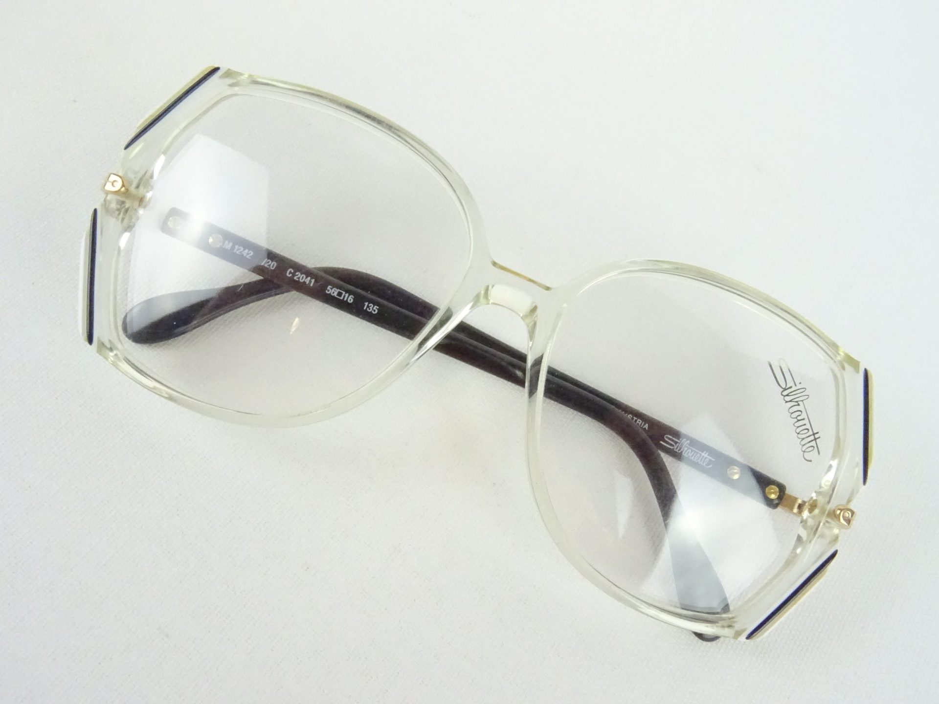 Damenbrille SILHOUETTE 1242 Brillenfassung riesige Glasform schwarz-weiß Vintage Brillengestelle Gr. M – Bild 2