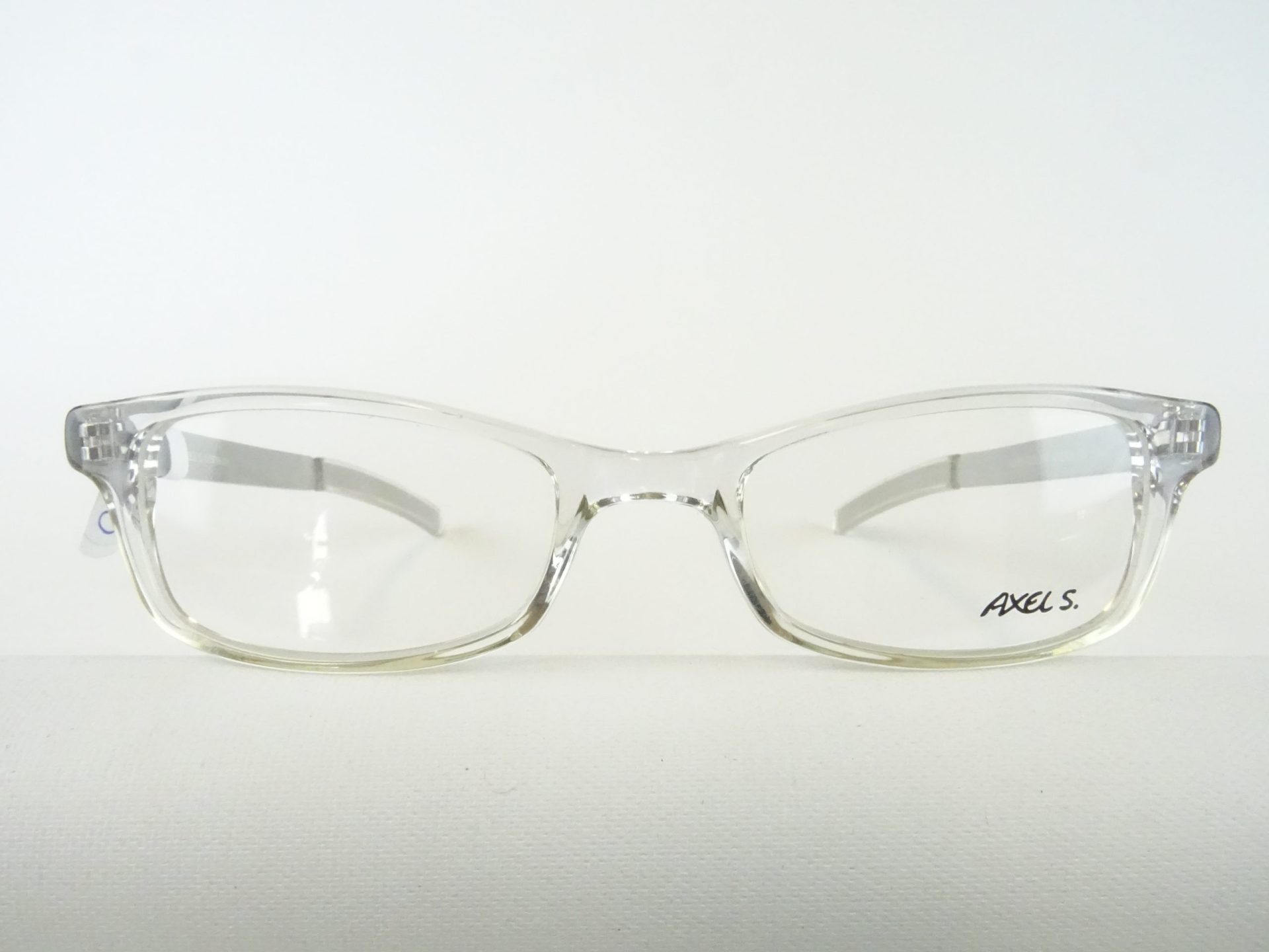 Transparente Brille schmale Brillenfassung durchsichtig Kunststoffgestell mit Steckbügeln geeignet unter Mütze und Helm Gr. M