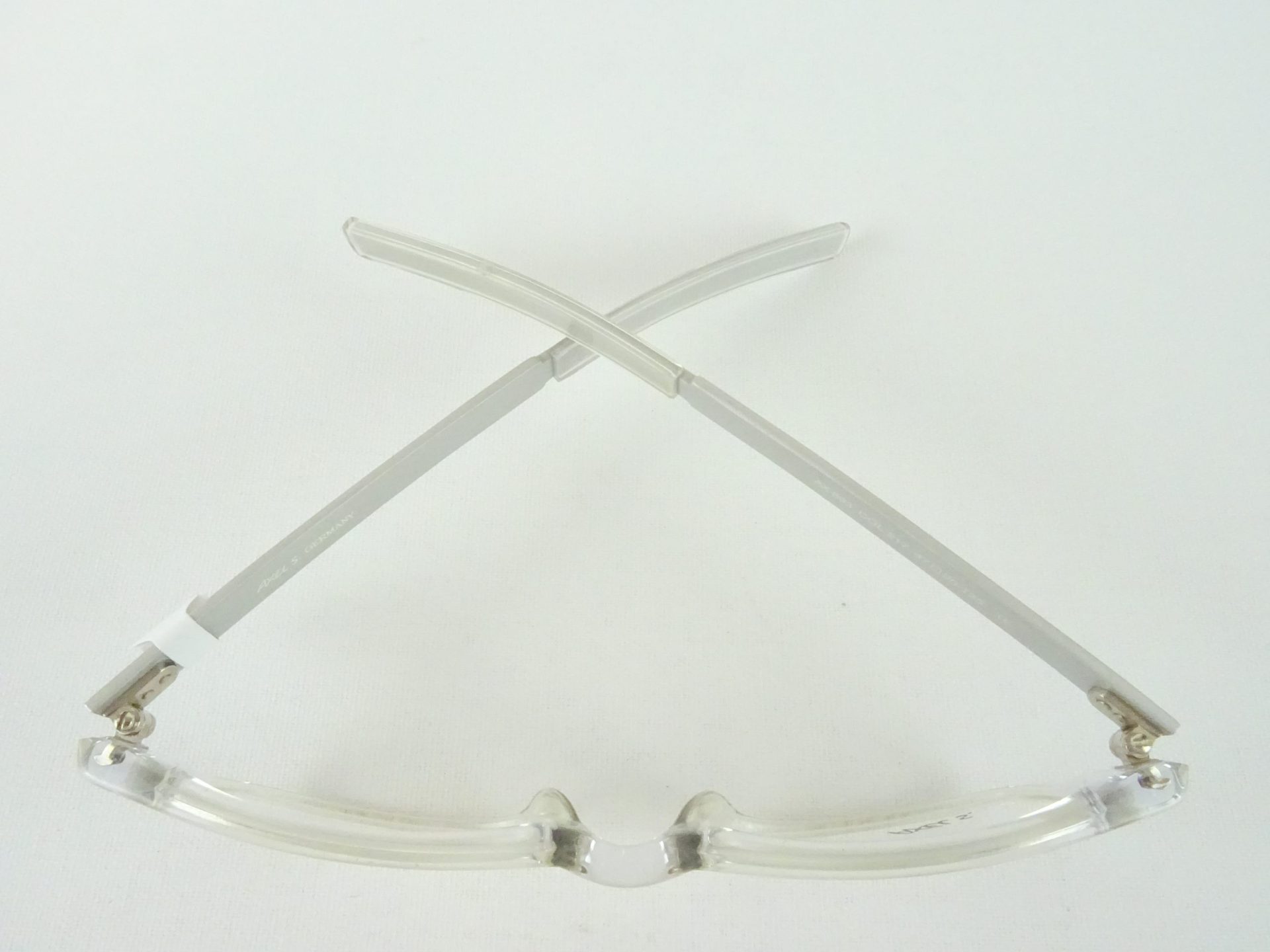 Transparente Brille schmale Brillenfassung durchsichtig Kunststoffgestell mit Steckbügeln geeignet unter Mütze und Helm Gr. M – Bild 3
