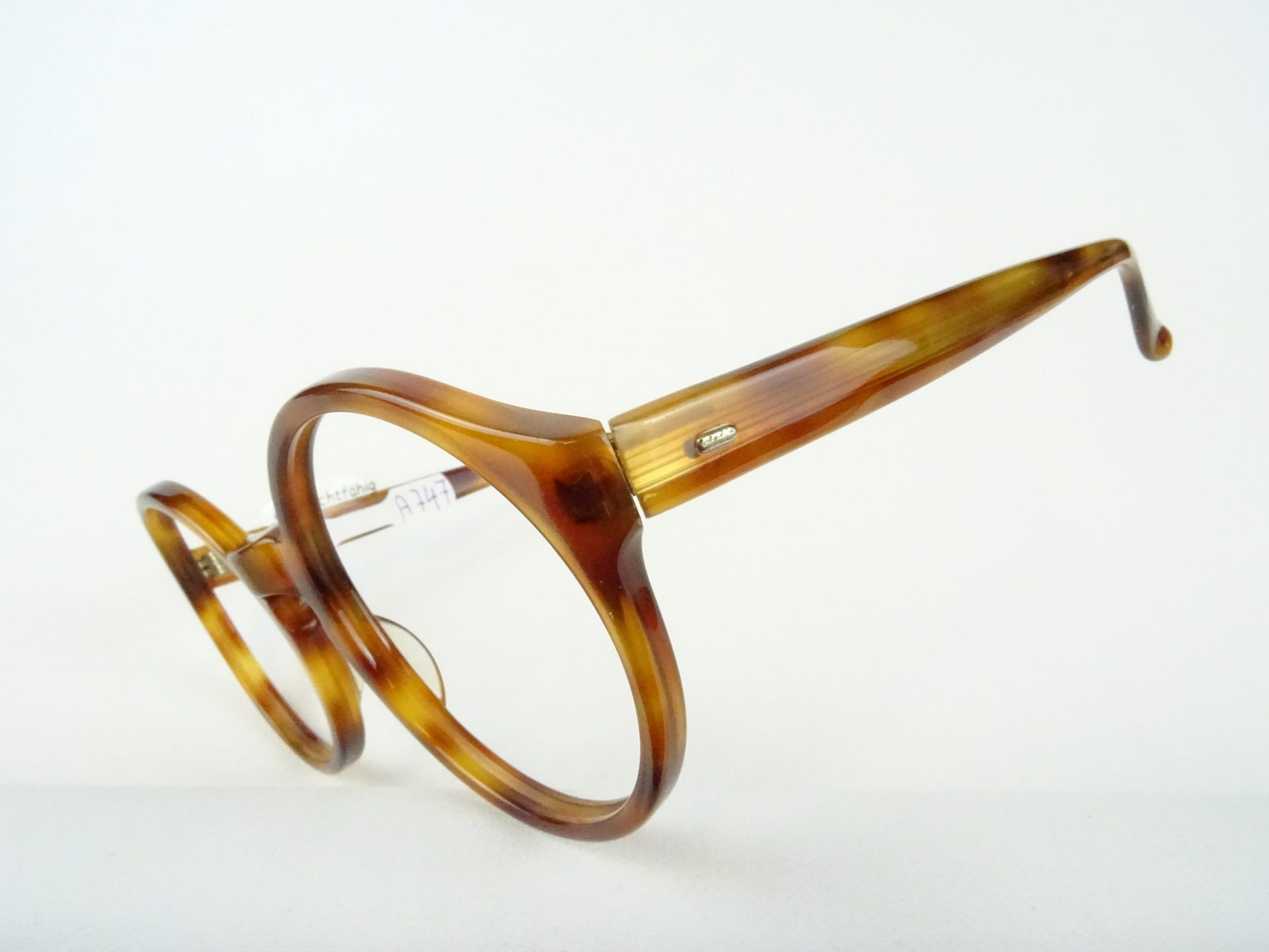 Vintagebrille große runde Brille Brillengestell in Hornoptik braun flippige Hippiebrille für breitere Gesichter riesige kreisrunde Form Gr. L – Bild 6