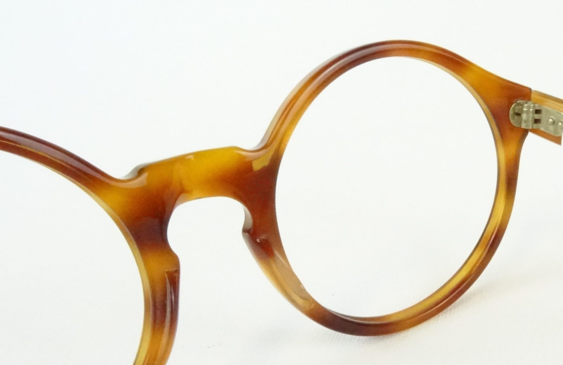 Vintagebrille große runde Brille Brillengestell in Hornoptik braun flippige Hippiebrille für breitere Gesichter riesige kreisrunde Form Gr. L – Bild 5