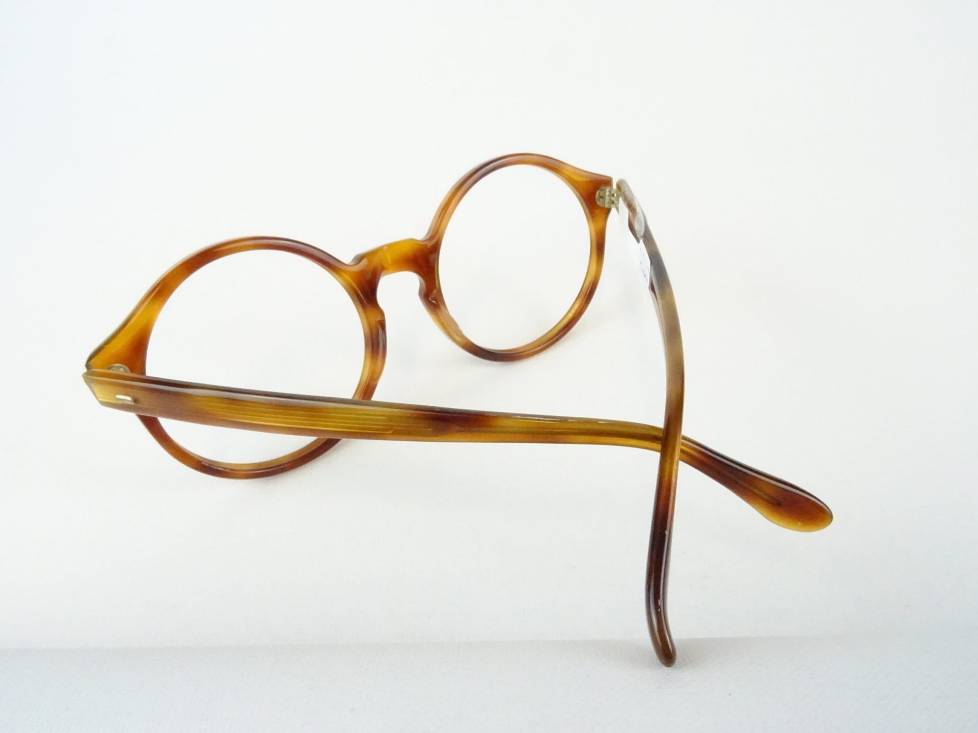 Vintagebrille große runde Brille Brillengestell in Hornoptik braun flippige Hippiebrille für breitere Gesichter riesige kreisrunde Form Gr. L – Bild 4