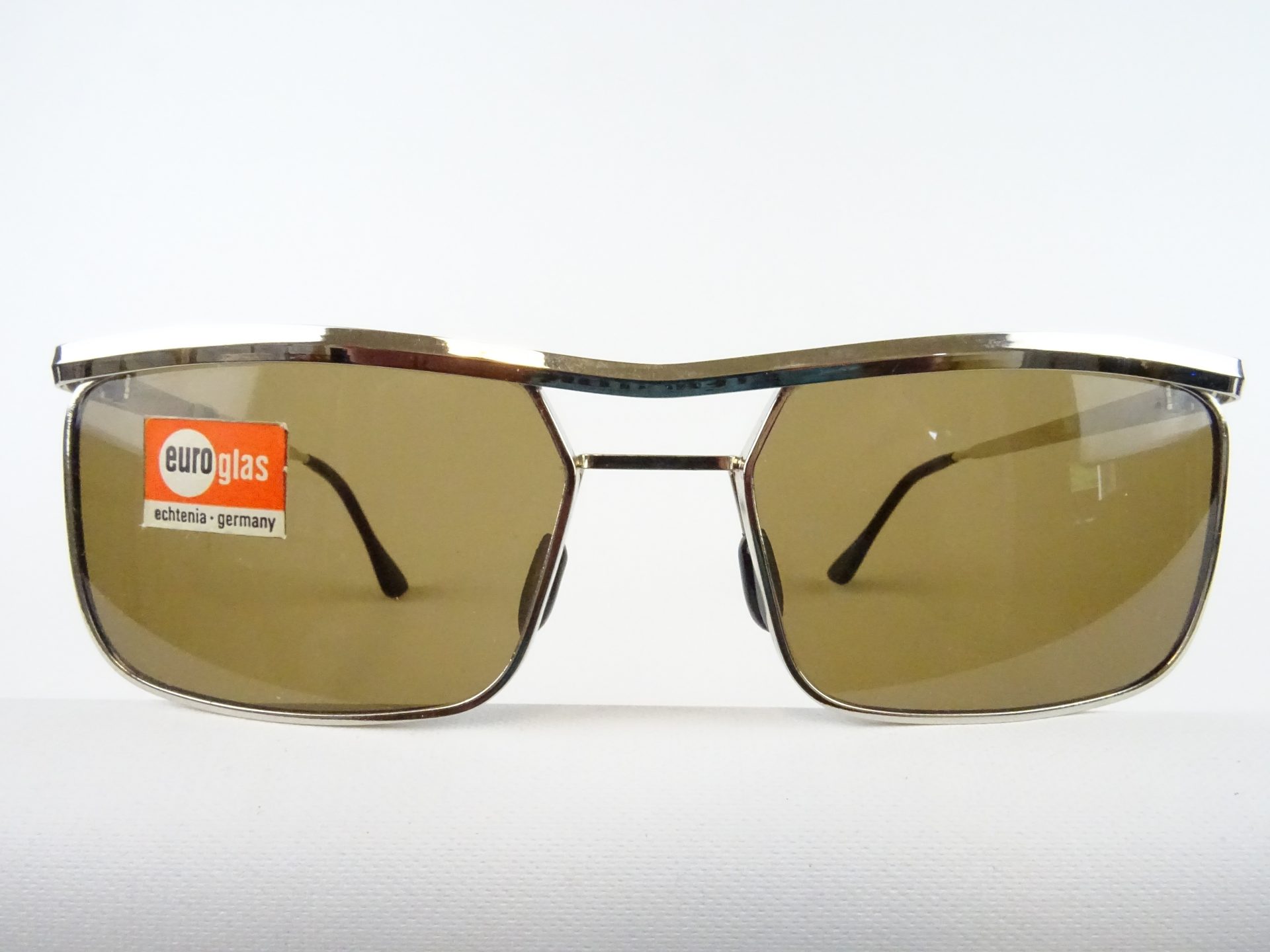 Sonnenbrille Echtenia Metall silber Original Vintage 60s Herren braun getönte Gläser Echtglas Gr. M