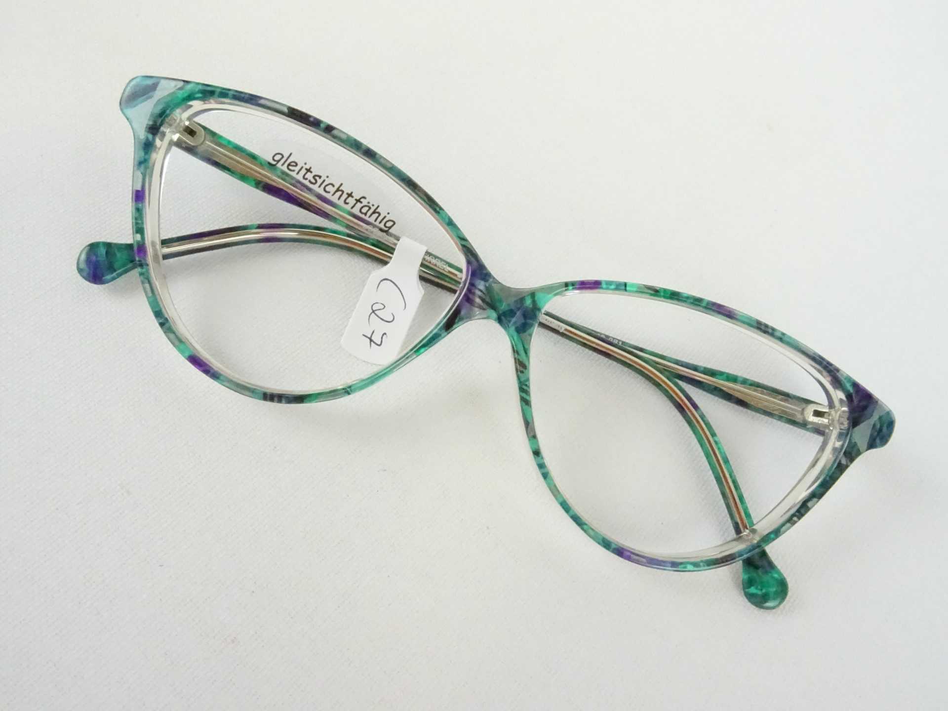 MEITZNER Firrel Brille Damen türkis-lila Kunststoffgestell große Cateye/Katzenaugenform ausgefallen Vintage NOS Gr. M – Bild 2