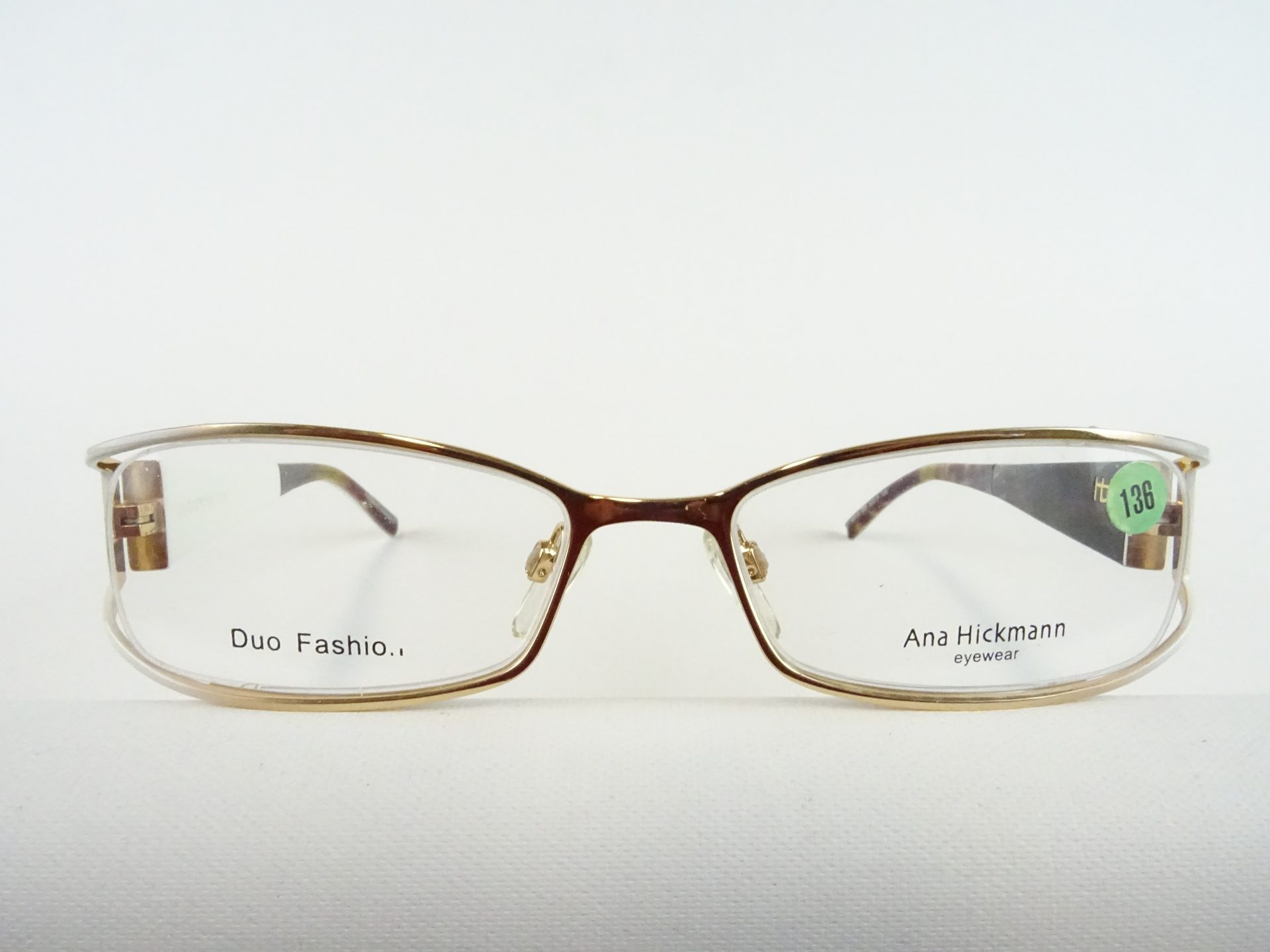 Ausgefallene Damenbrille weiß-gold Ana Hickmann mit DREHBÜGEL/WECHSEL mit Strass Brillengestelle Gr. M