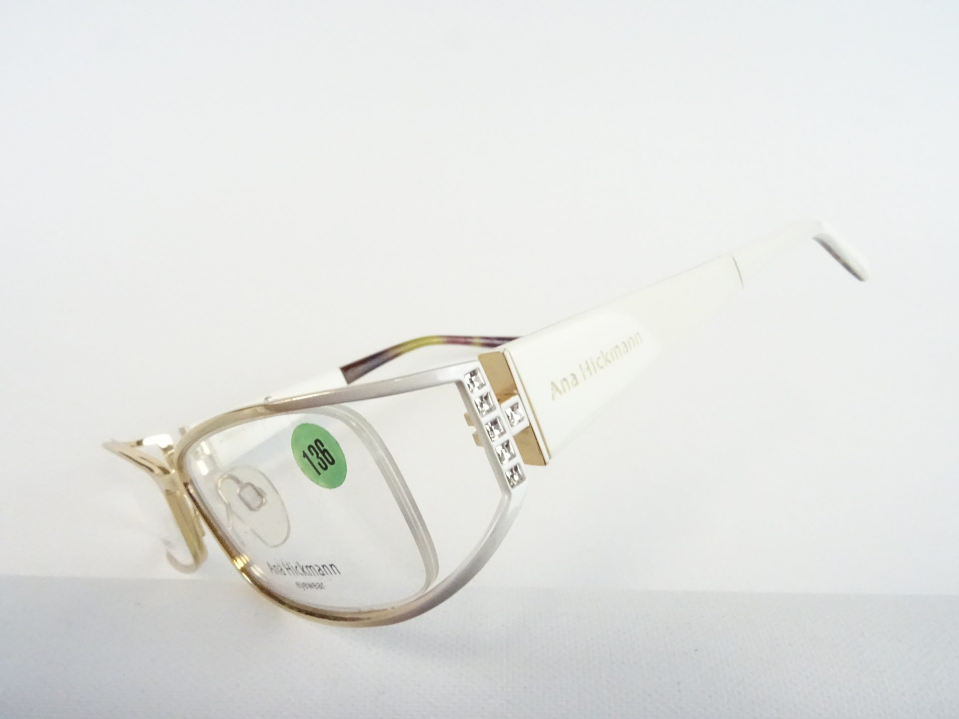 Ausgefallene Damenbrille weiß-gold Ana Hickmann mit DREHBÜGEL/WECHSEL mit Strass Brillengestelle Gr. M – Bild 9