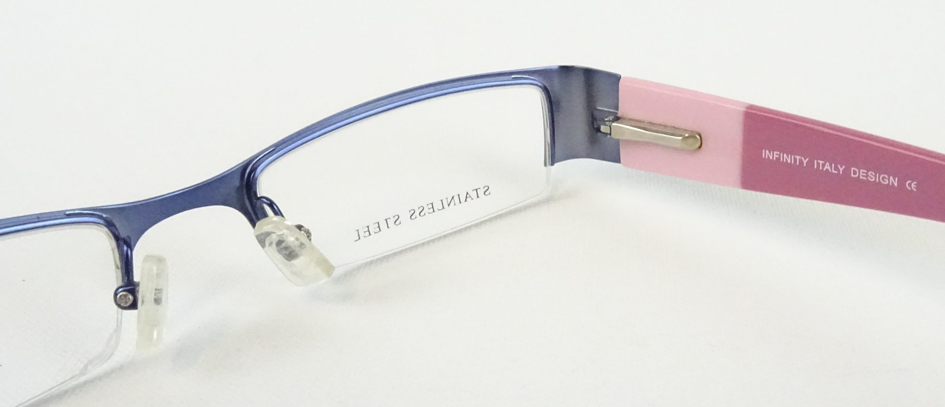 Brillen Damen Brillengestell schmale Gläser lila-rosa ausgefallen breite Bügel 50-19 extraflache Form Gr. M – Bild 5