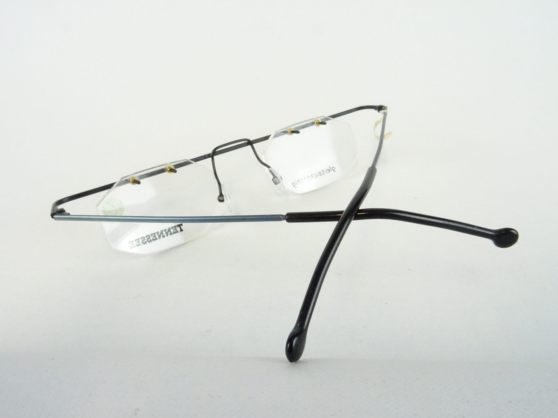 Fetzige Brille randlos Brillengestelle Metallfassung ausgefallenes Design Balkenbrille für breitere Gesichter Gr. L – Bild 4