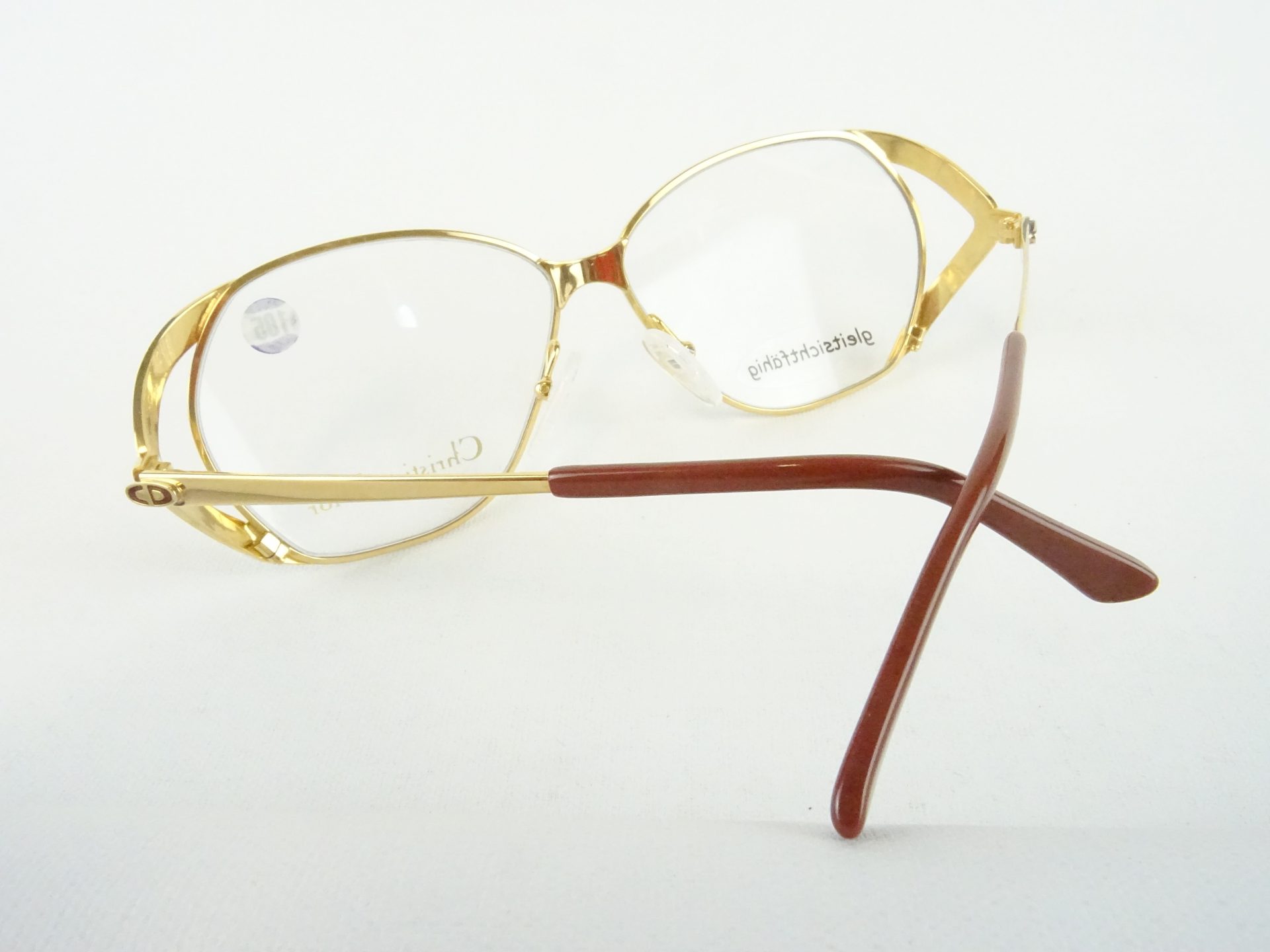 Christian Dior Brille 2705 Schmuckbrille große Gläser Vintage Metallgestell gold-grün-lila 55-11 Luxusmarke Gr. M – Bild 4