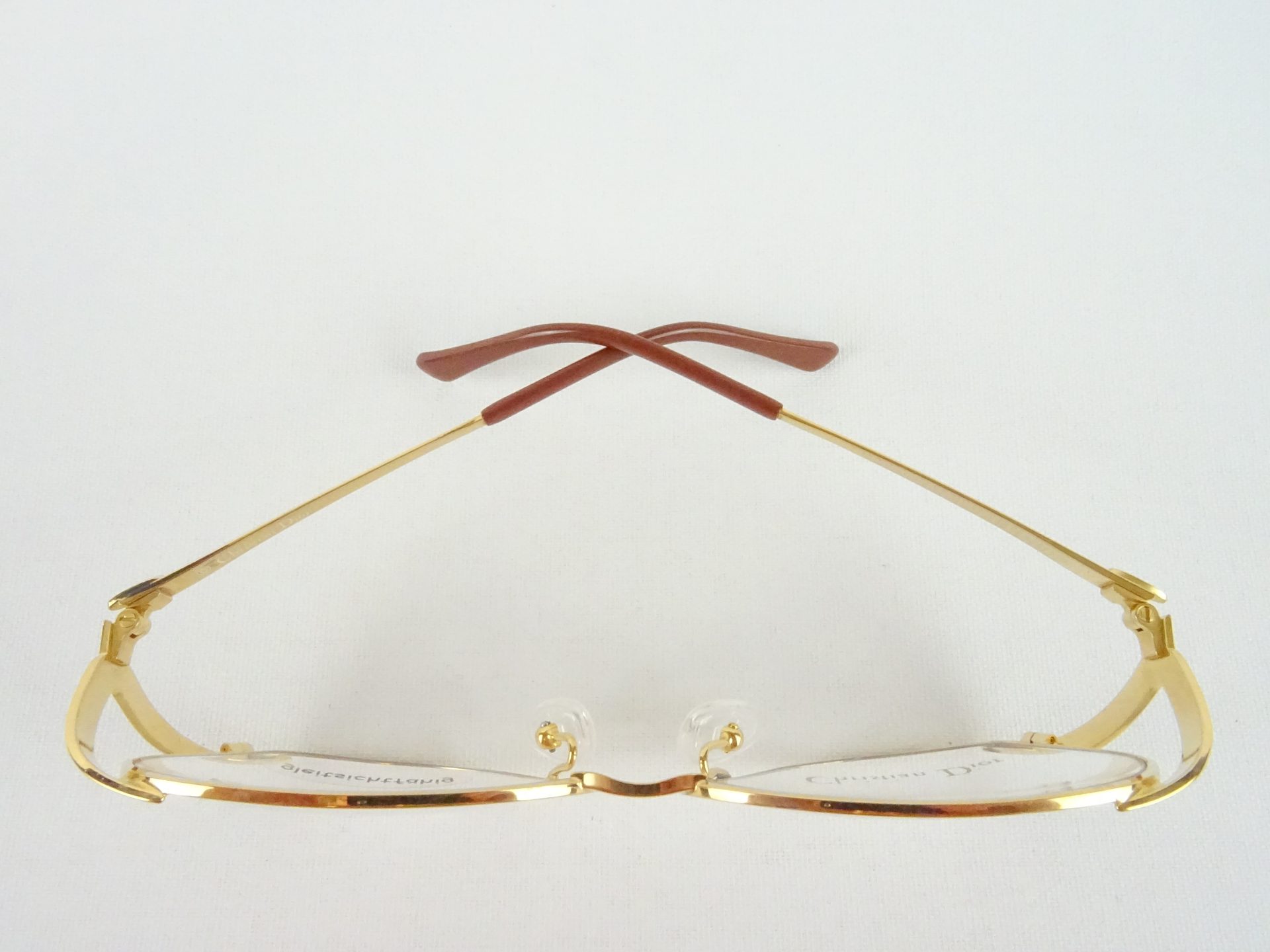 Christian Dior Brille 2705 Schmuckbrille große Gläser Vintage Metallgestell gold-grün-lila 55-11 Luxusmarke Gr. M – Bild 3