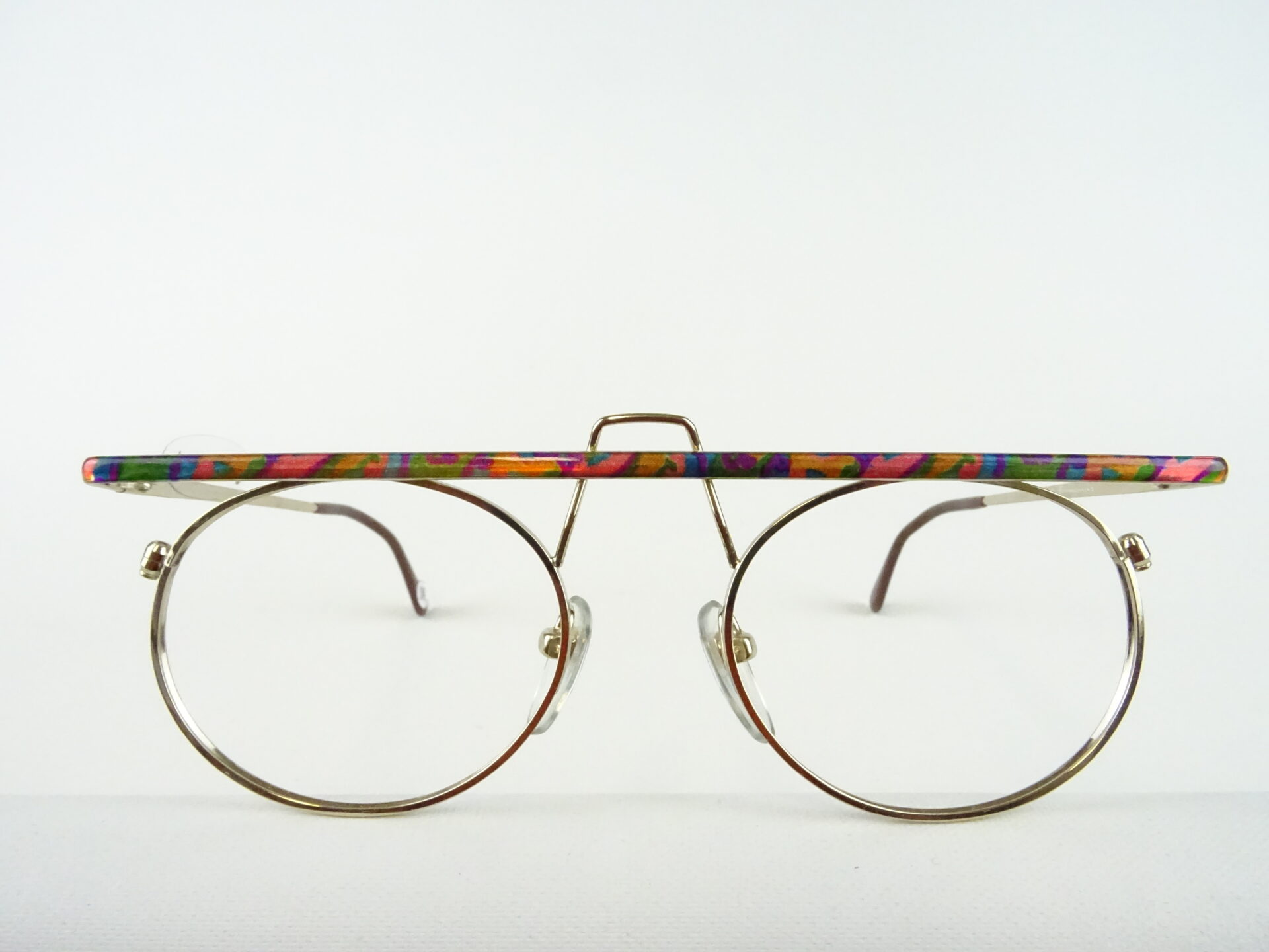 Balkenbrille fetzig Metallgestell gold-schwarz, Brillenfassung ausgefallenes Design ovale Glasform Gr. M