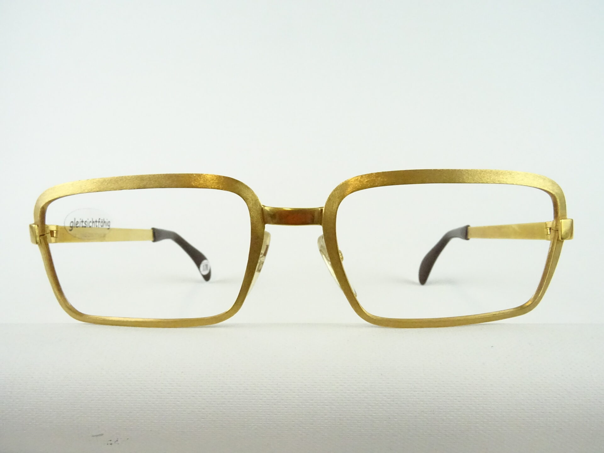 Kastige 60/70er Jahre Herrenbrille von Neostyle seltene Vintagebrillen Metallgestell gold breiter Rand eckig Gr. M