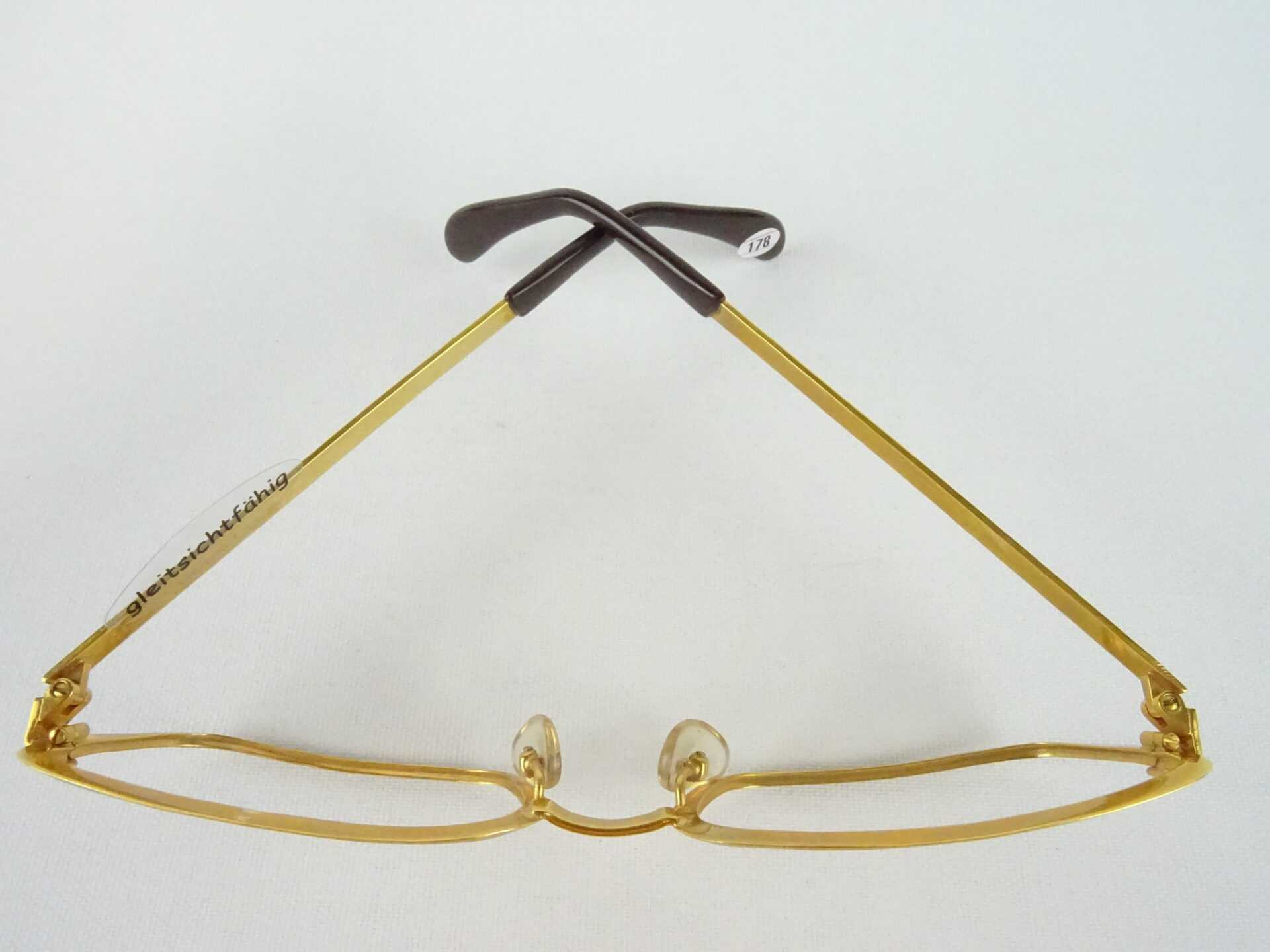 Kastige 60/70er Jahre Herrenbrille von Neostyle seltene Vintagebrillen Metallgestell gold breiter Rand eckig Gr. M – Bild 3