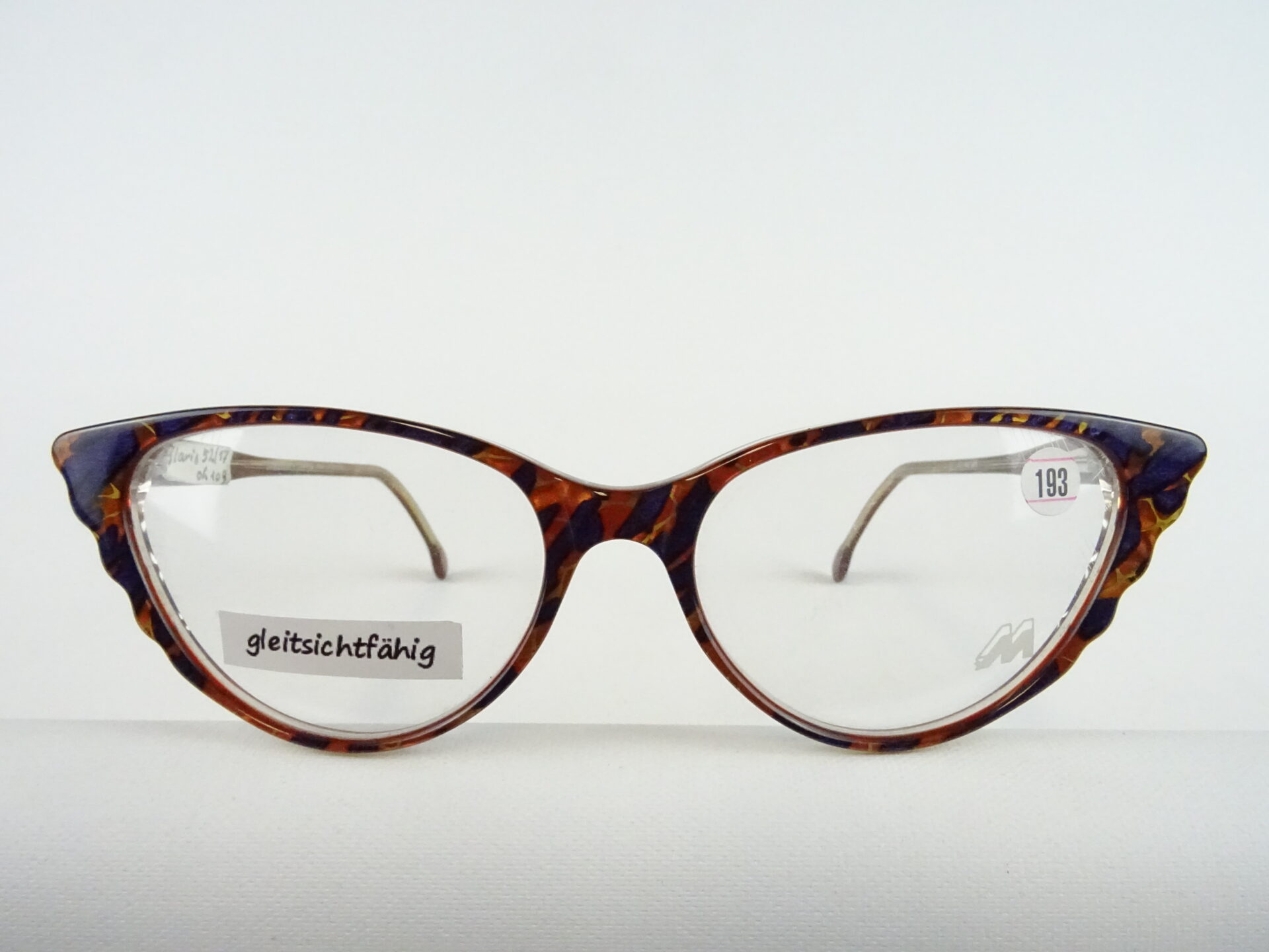 MEITZNER Claris Damenbrille Kunststoffgestell große Cateye/Katzenauge braun-lila ausgefallen Vintage NOS Gr. L