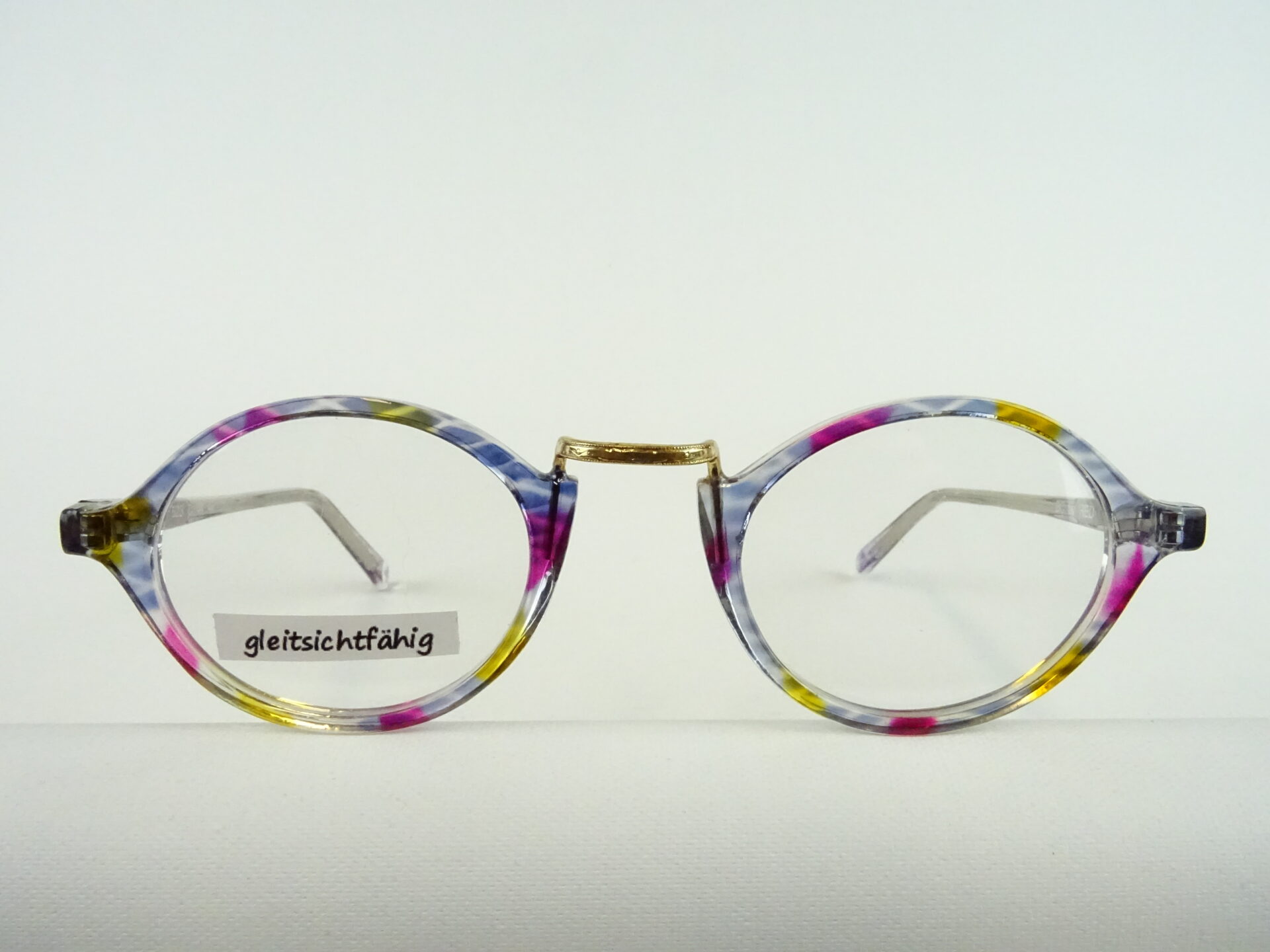 Bunte Brille Kunststoffgestell mit ovaler/runder Glasform fetzig bequemer Nasensitz preiswert Gr. L