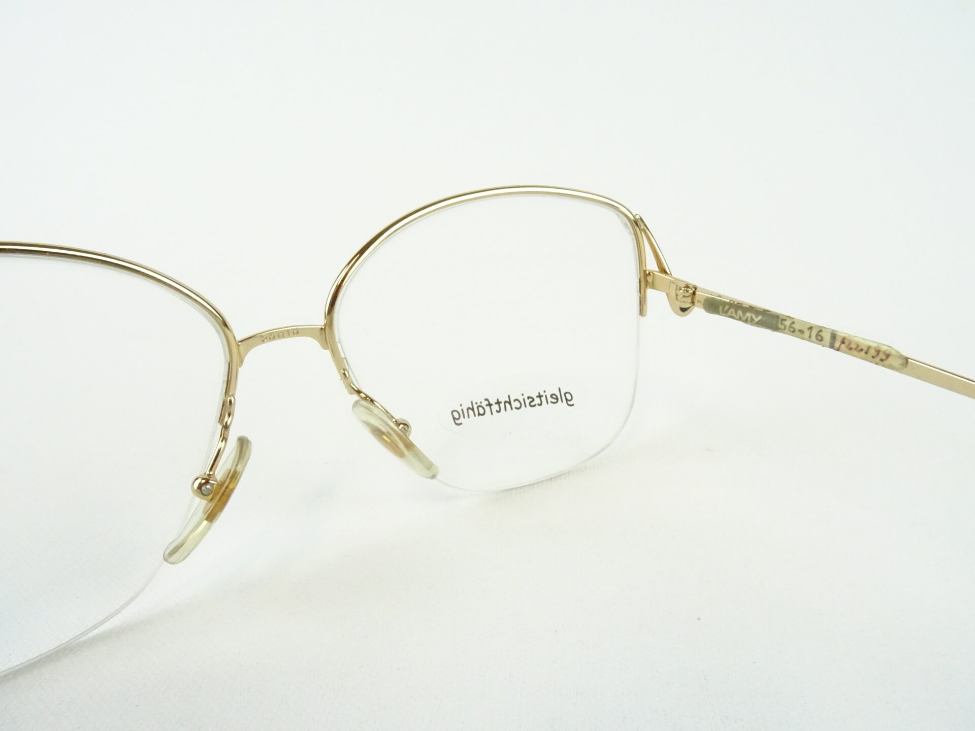 L'Amy Brille Vintage für Damen Metallfassung gold elegant, extragroße Gläser ohne Unterrand Boho Gr. M – Bild 6