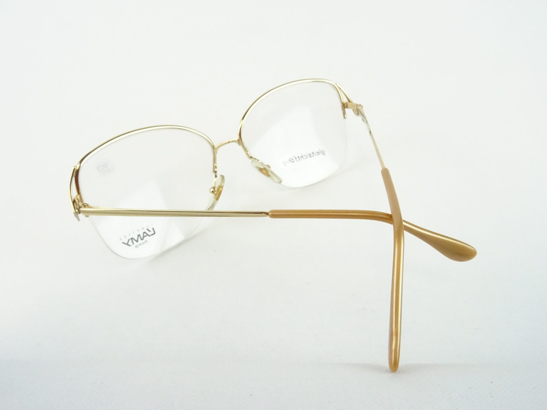 L'Amy Brille Vintage für Damen Metallfassung gold elegant, extragroße Gläser ohne Unterrand Boho Gr. M – Bild 4
