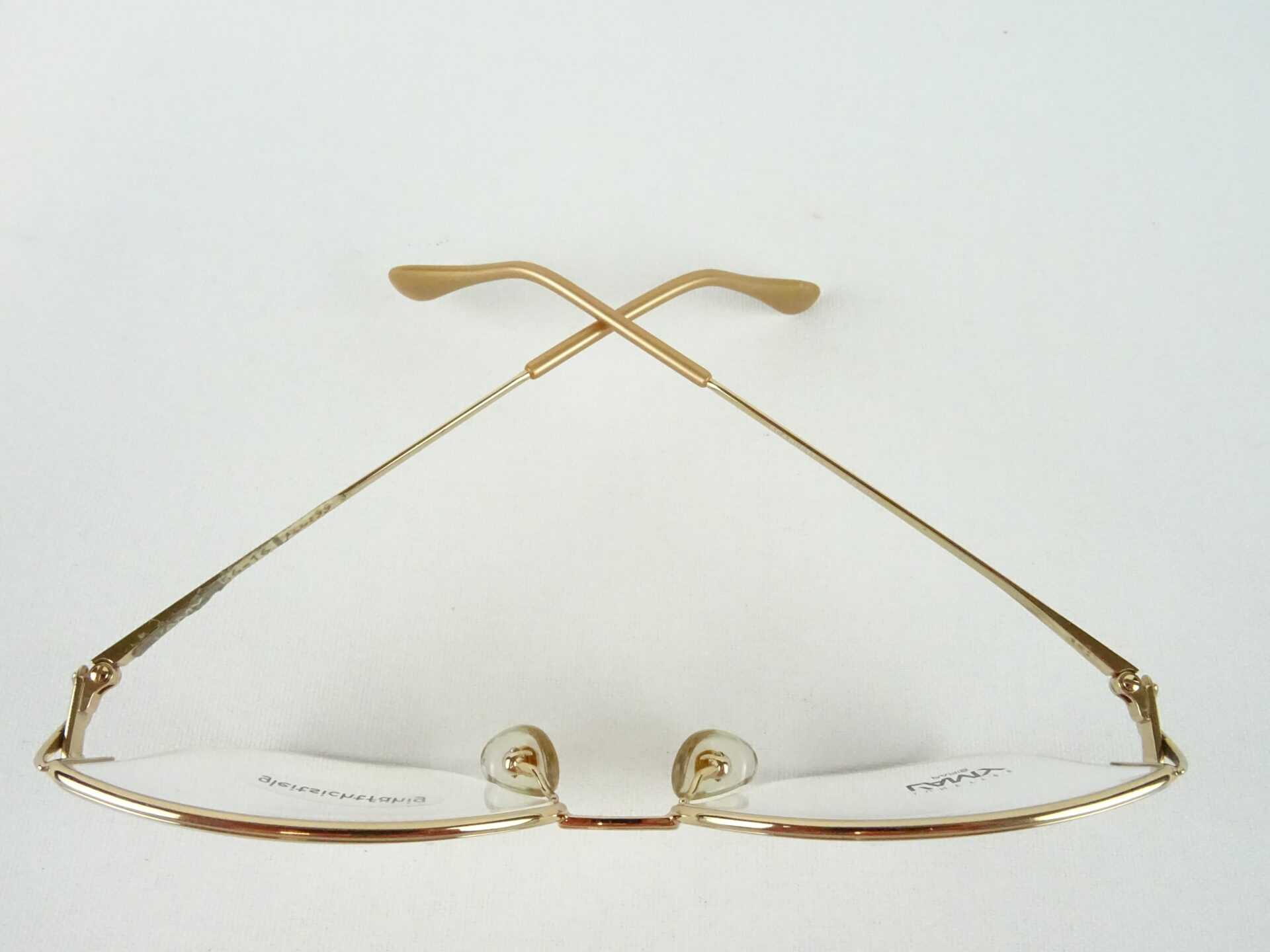 L'Amy Brille Vintage für Damen Metallfassung gold elegant, extragroße Gläser ohne Unterrand Boho Gr. M – Bild 3