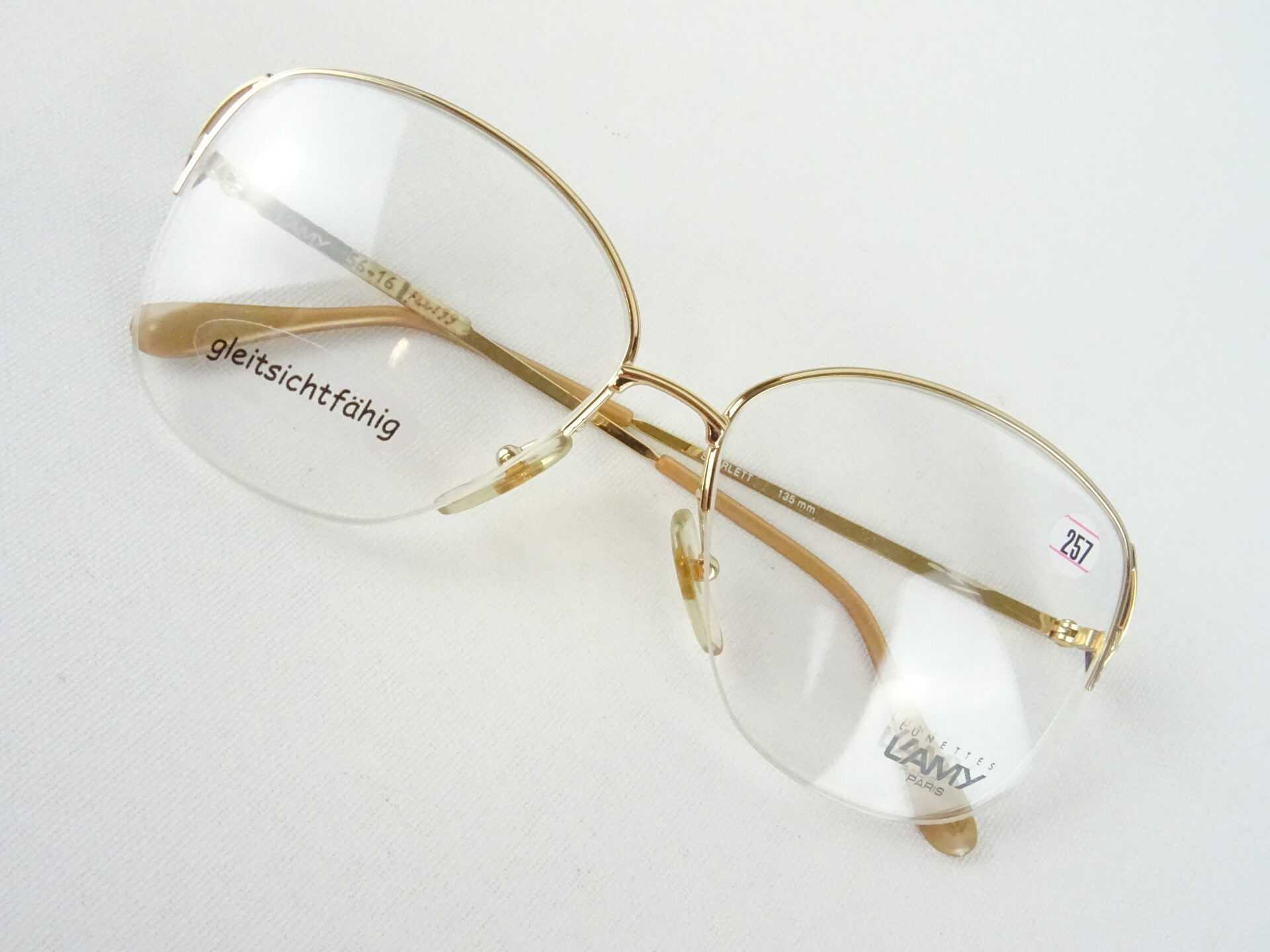 L'Amy Brille Vintage für Damen Metallfassung gold elegant, extragroße Gläser ohne Unterrand Boho Gr. M – Bild 2